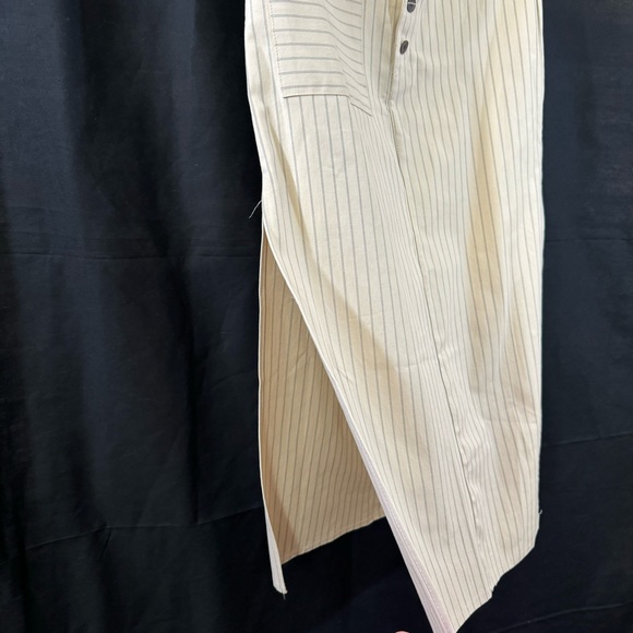 NWT ZARA Beige Vertical Striped Skirt with Single Pocket Double Side Slit Skirt - Picture 4 of 13